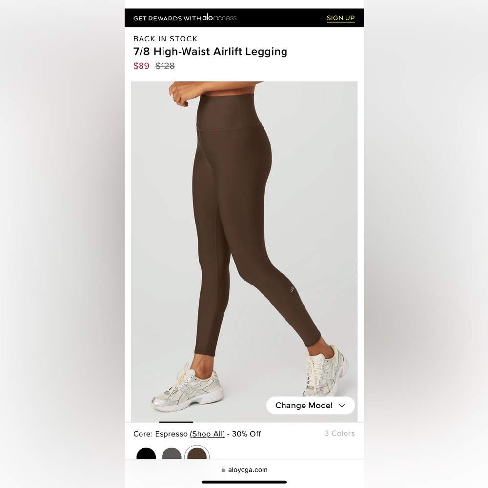 Alo Airlift 7/8 legging in Espresso